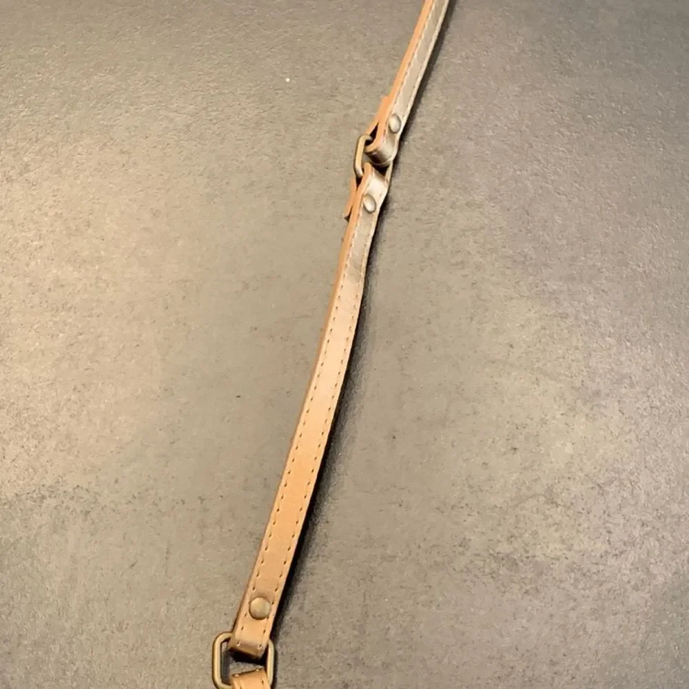 Women's Vinyl Brass Joints Square Metal Buckle Belt Beige Cream Size 34-38